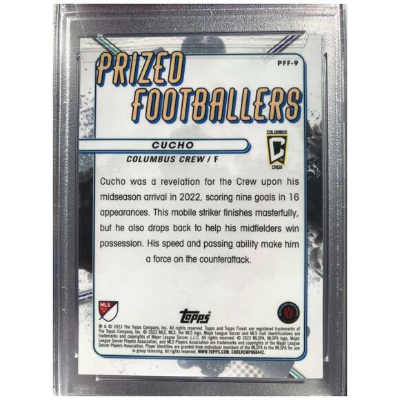 2023 Topps Finest MLS Prized Footballers Fusions BlueRed #PFF-9 Cucho /45 PSA 10 - Picture 8 of 8